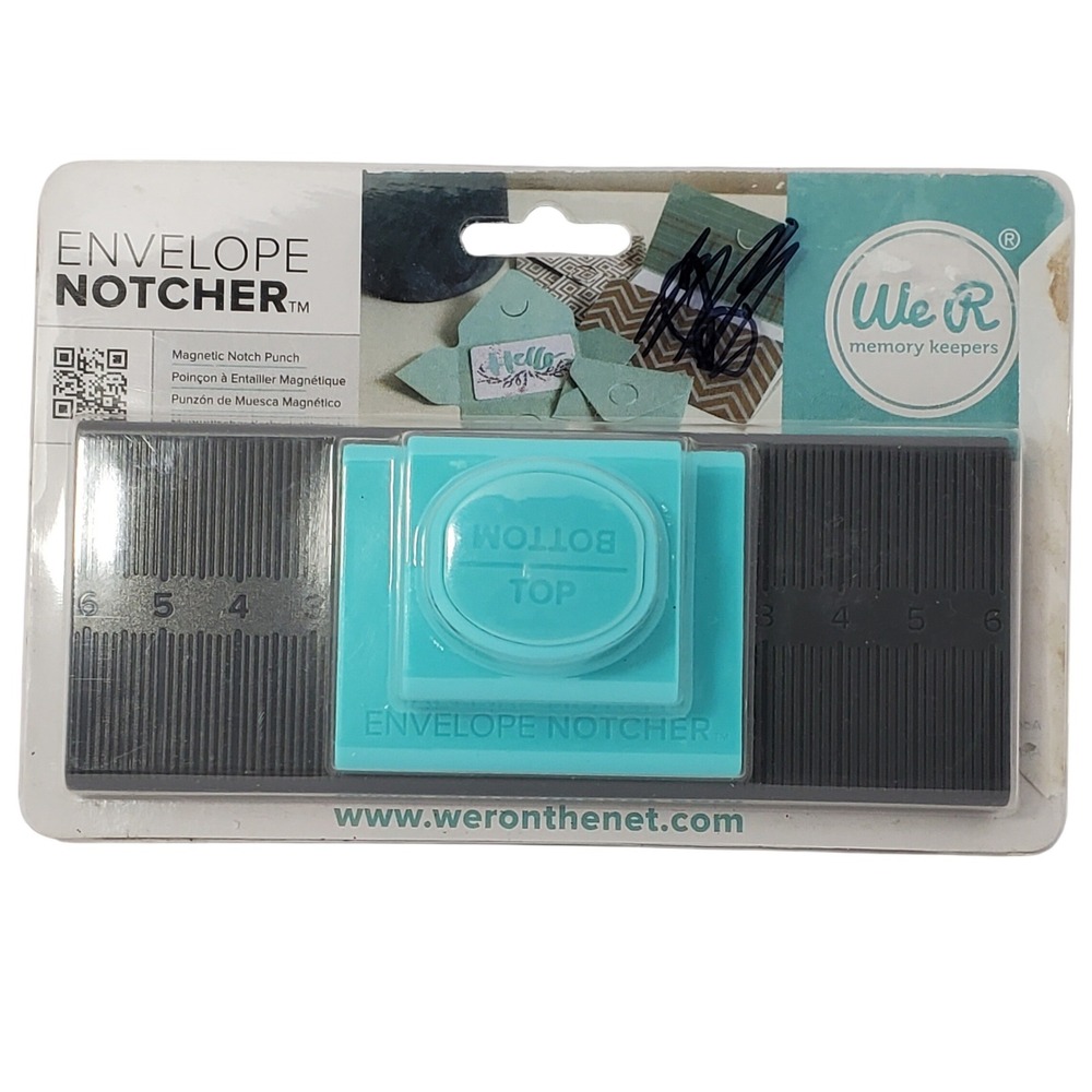 We R Memory Keepers Envelope Notcher Magnetic Notch Punch 71344-9 Teal Grey